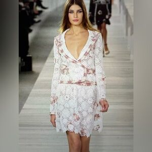 Chanel Black LACE Camellia Skirt Beige Silk lining  Size FR 44